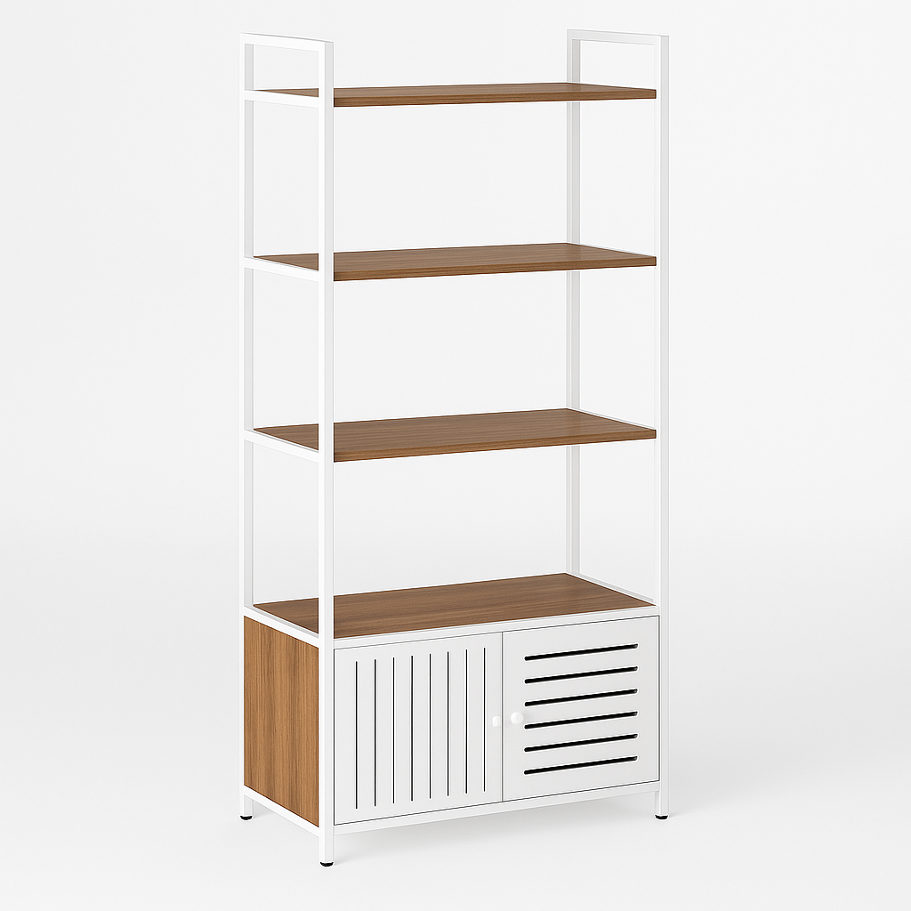 Estante Estilo Industrial com Portas de Metal Vazadas