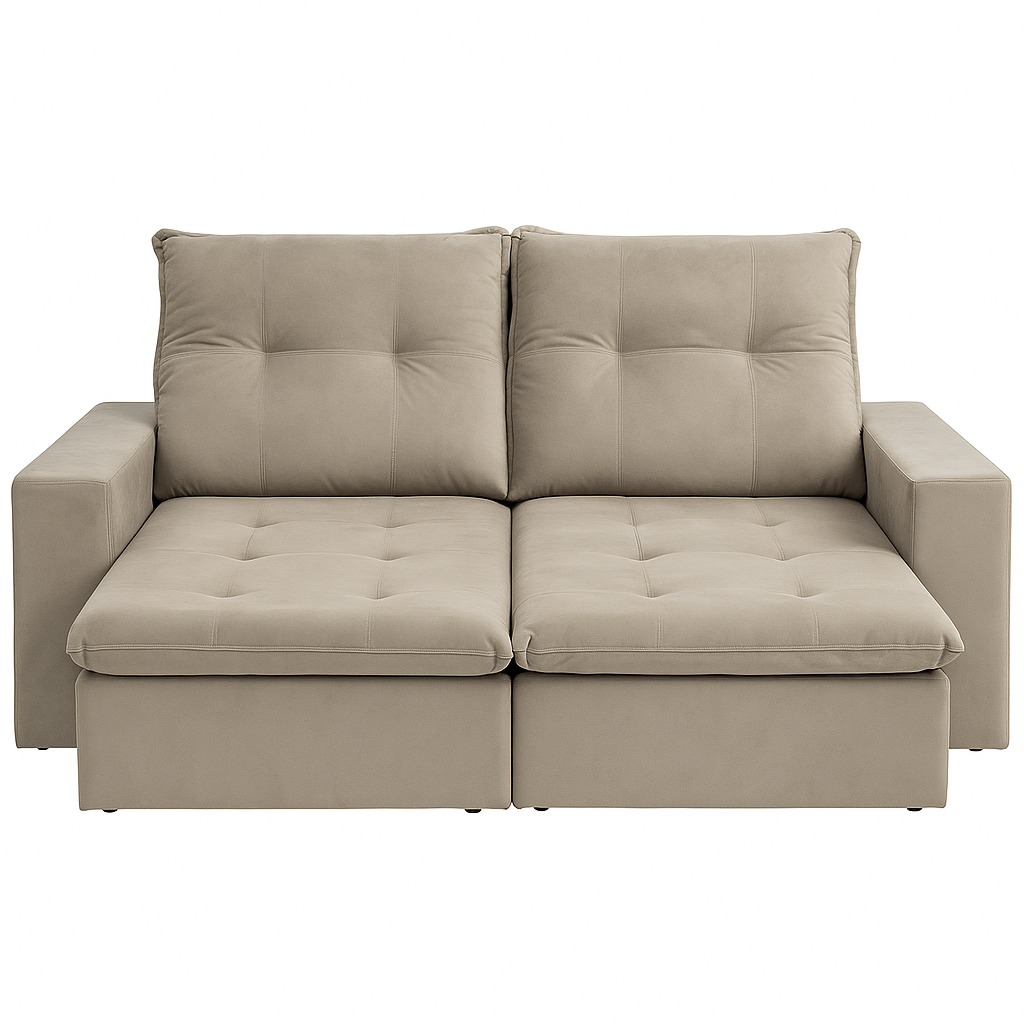Sofá Modular Fittipaldi 160cm com Braços Laterais – Bege/Cinza Claro